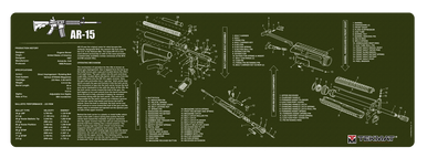 TekMat AR15 Parts Diagram 12"x36" Original Cleaning Mat - OD Green