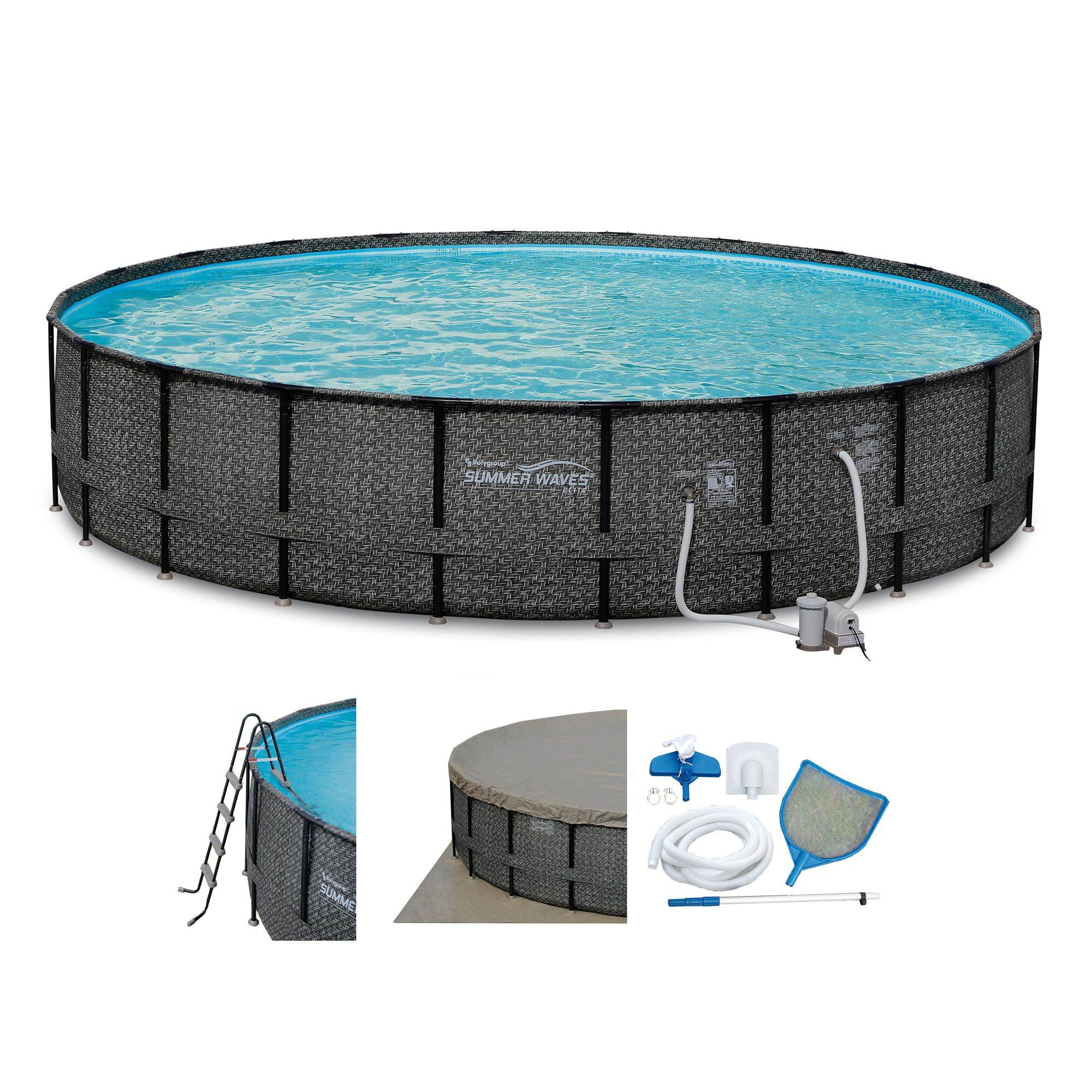 Summer Waves Elite 22ft x 52in Above Ground Frame Pool Set with Pump (Used)