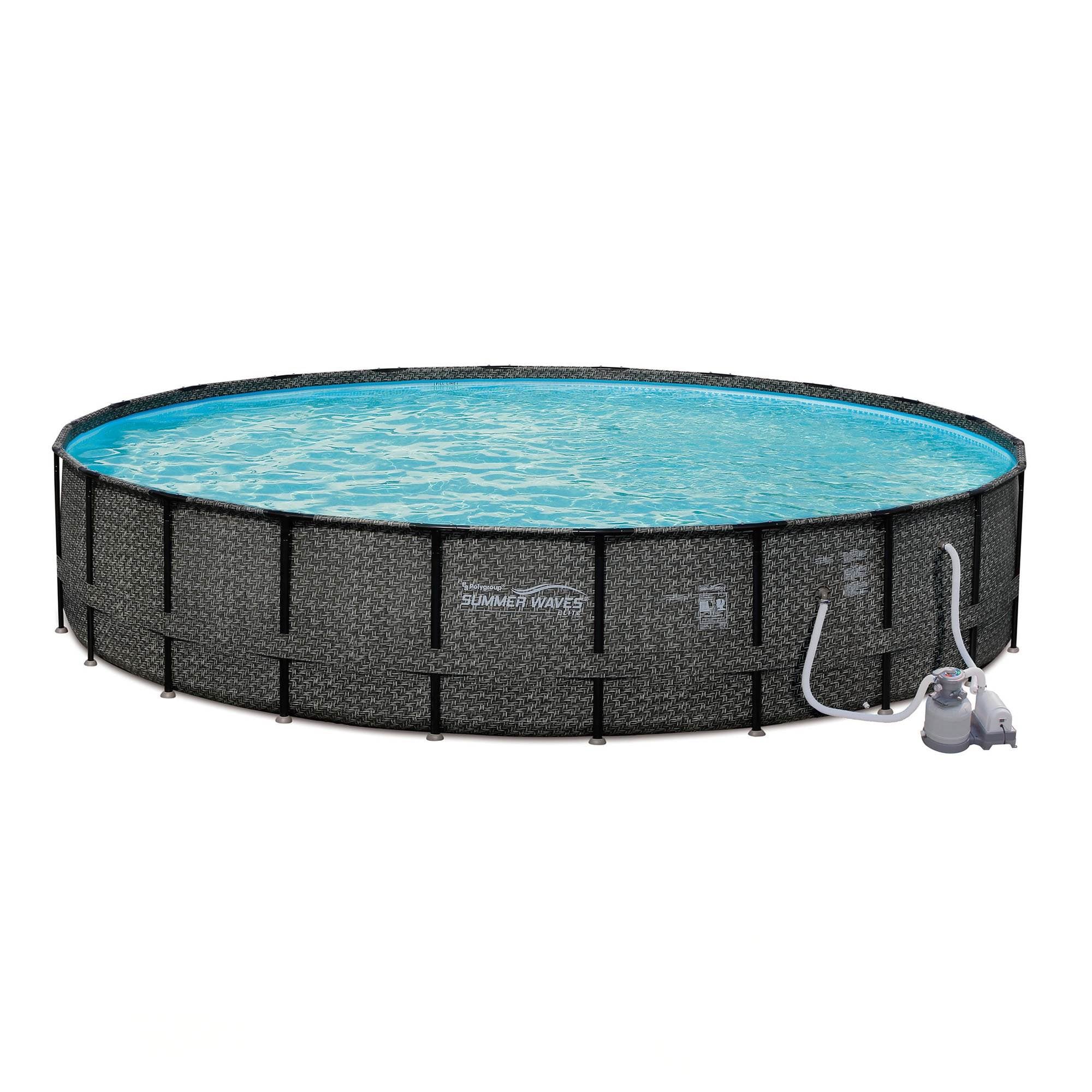 Summer Waves 24ft x 52in Above Ground Frame Pool Set with Sand Pump (Open Box)