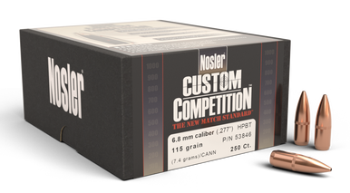 Nosler Custom Competition 53846 6.8mm 115 gr Hollow Point Bullets-250cnt