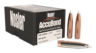 Nosler AccuBond 54851 .338 Cal 300 gr Spitzer Bullets-50cnt