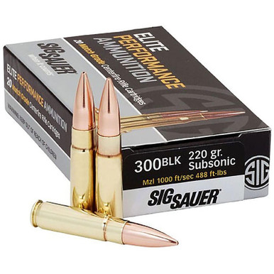 Sig Sauer Elite Performance 300 AAC Blackout Subsonic 220 Grain Open Tip Match 20 Rounds, E300A2-20
