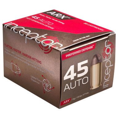 Inceptor 45ARXBR11820 PD 45ACP 118 GR ARX 20 Rounds