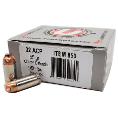 Underwood Ammo Xtreme Defender .32 ACP 55gr Lehigh Defense Xtreme Defense Bullet 20Rnd Handgun Ammunition