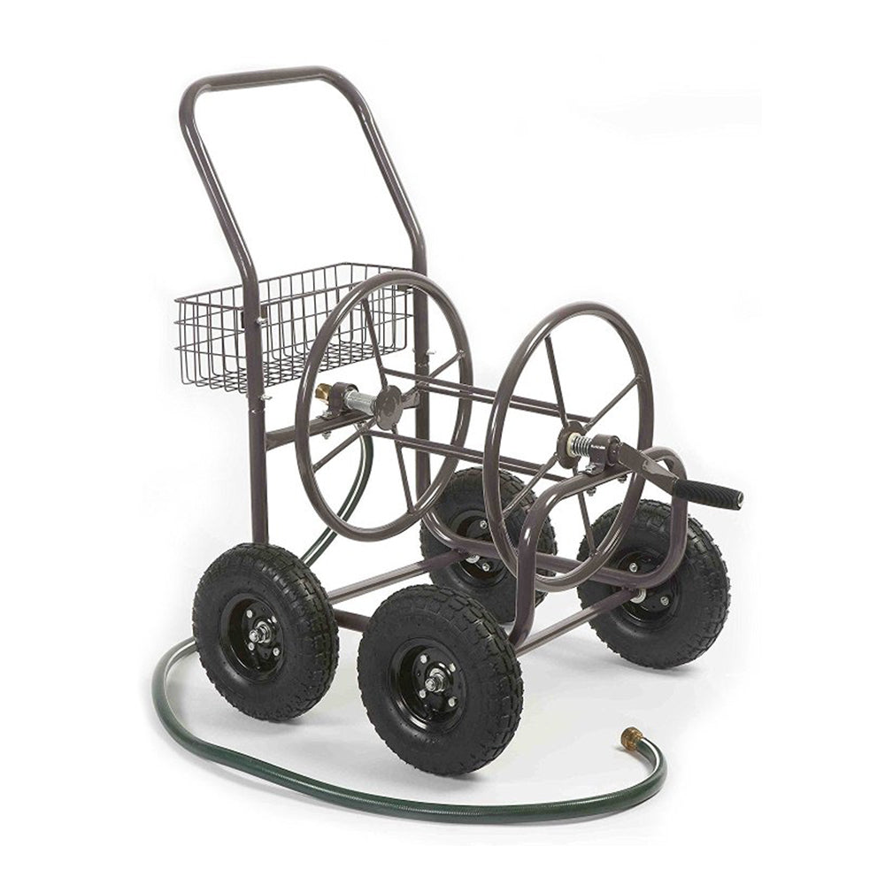 Liberty Garden 4 Wheel 250 Ft Steel Frame Water Hose Reel Cart w/ Basket (Used)