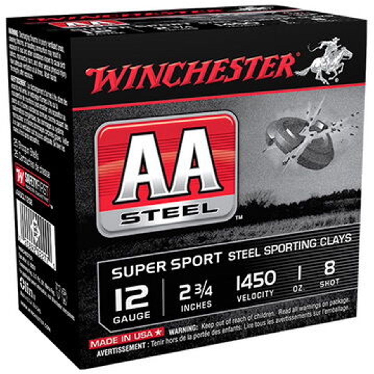Winchester AA Steel 12 GA 2-3/4" 1 oz. #8 Shotshell Ammo (25)