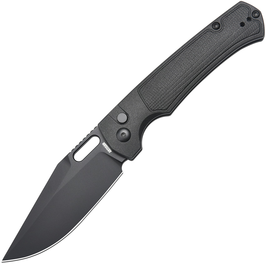 Artisan Revel Button Lock Pocket Knife Black FRN - ATZ1867PBBK