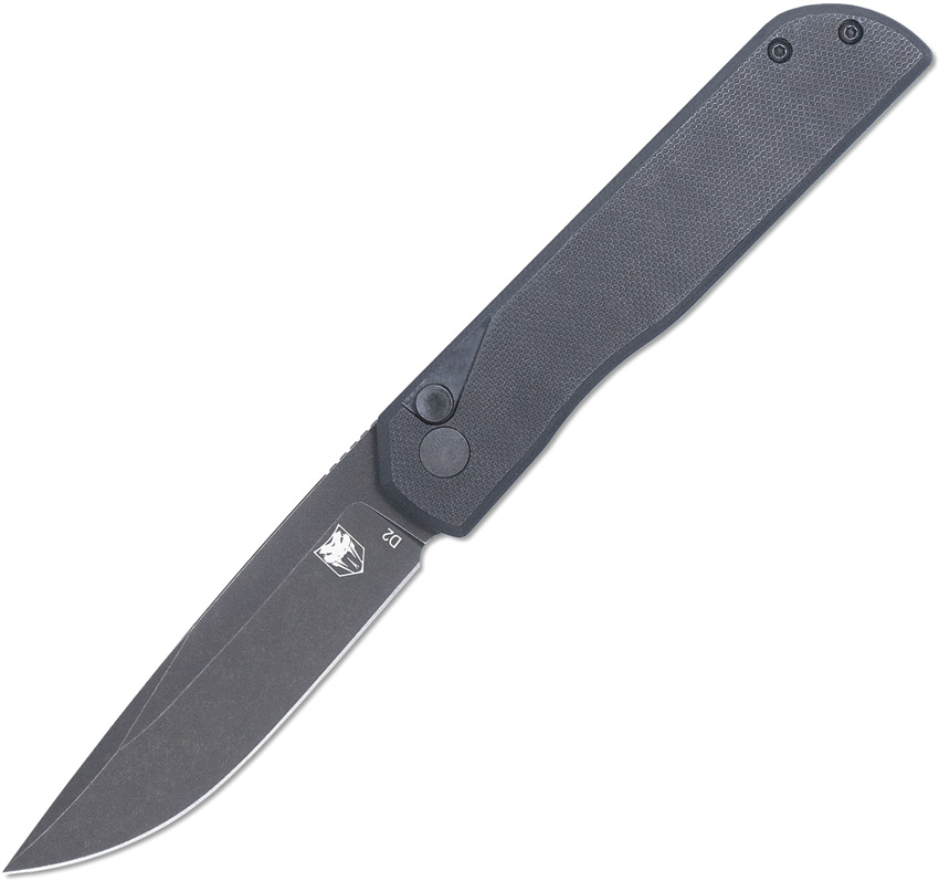 Cobratec Prowler Button Lock Pocket Knife Drop Point Black - CBTPLRBKBD