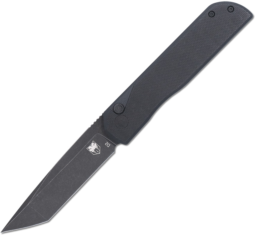 Cobratec Prowler Button Lock Pocket Knife Tanto Black - CBTPLRBKBT