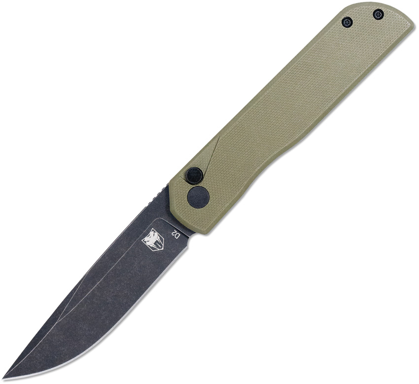 Cobratec Prowler Button Lock Pocket Knife Drop Point OD Green - CBTPLRODBD