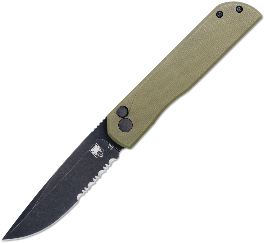 Cobratec Prowler Button Lock Pocket Knife Drop Point OD Green - CBTPLRODBDS