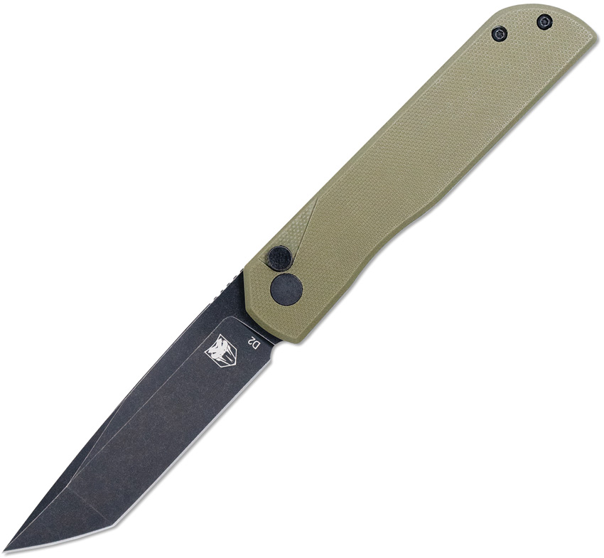 Cobratec Prowler Button Lock Pocket Knife Tanto OD Green - CBTPLRODBT