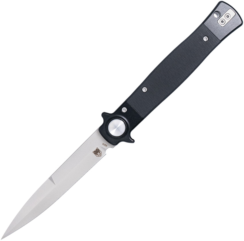 Cobratec Stiletto Button Lock Pocket Knife Black/Satin - CBTSTBLBK