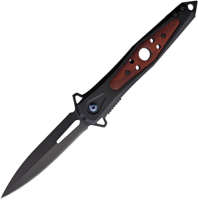 ElitEdge Spring Assisted Opening Linerlock Pocket Knife Black/Wood - EE10A123BW