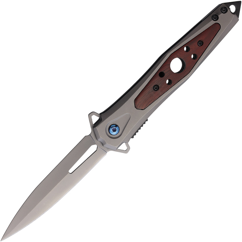ElitEdge Spring Assisted Opening Linerlock Pocket Knife Gray/Wood - EE10A123WD