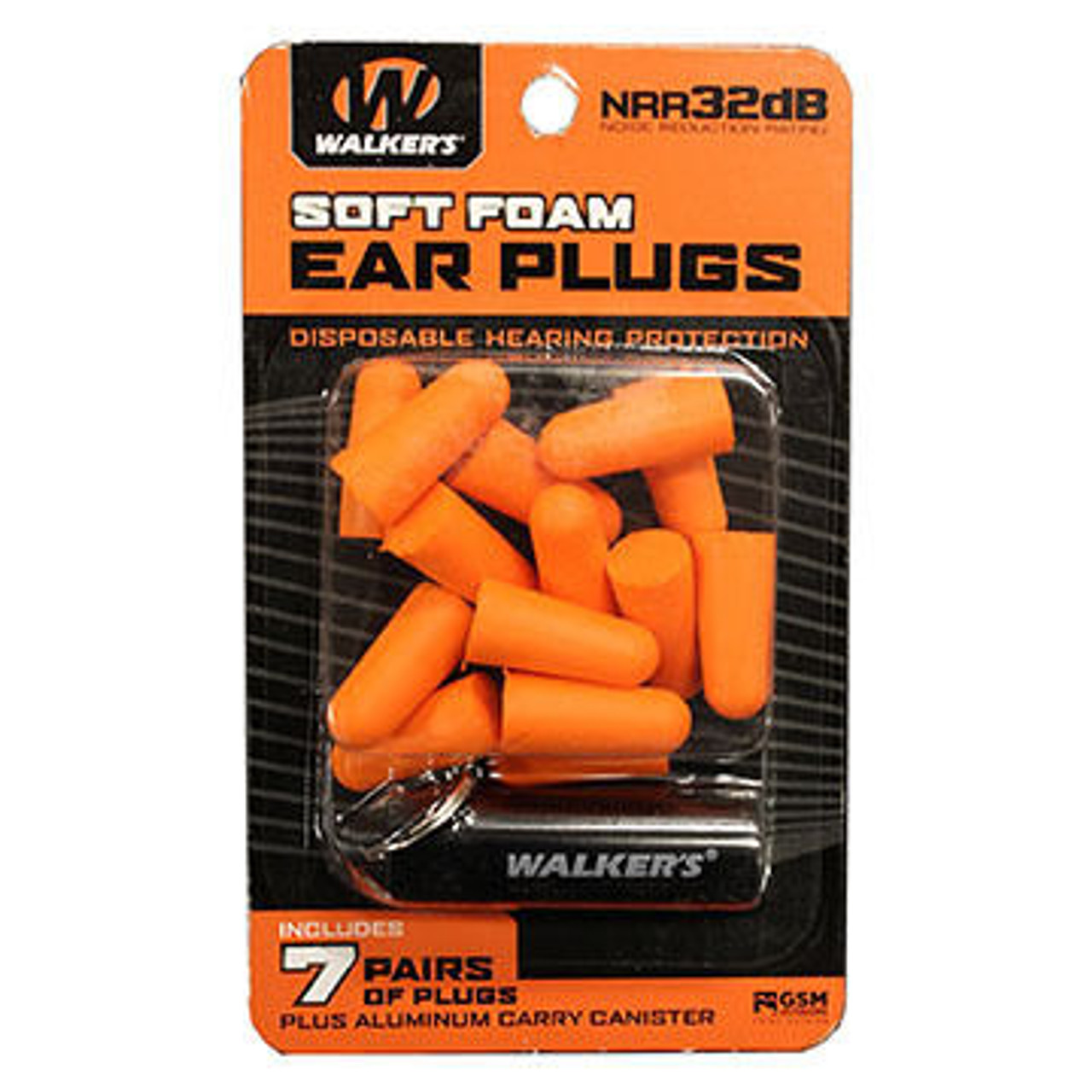 Walker's Soft Foam Ear Plug w/ Carry Canister - 7 Pair