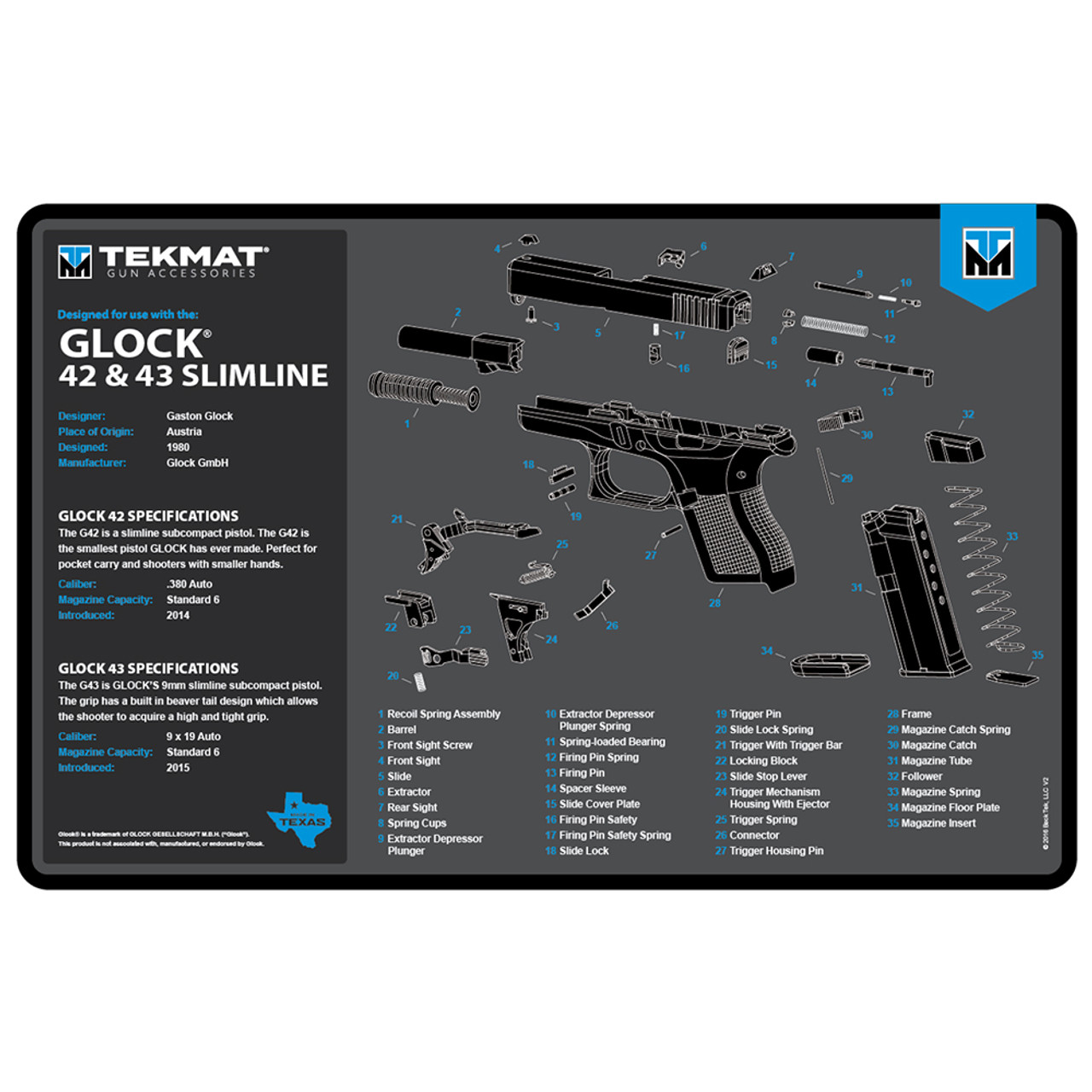 TekMat Glock 42/43 Handgun Cleaning Mat