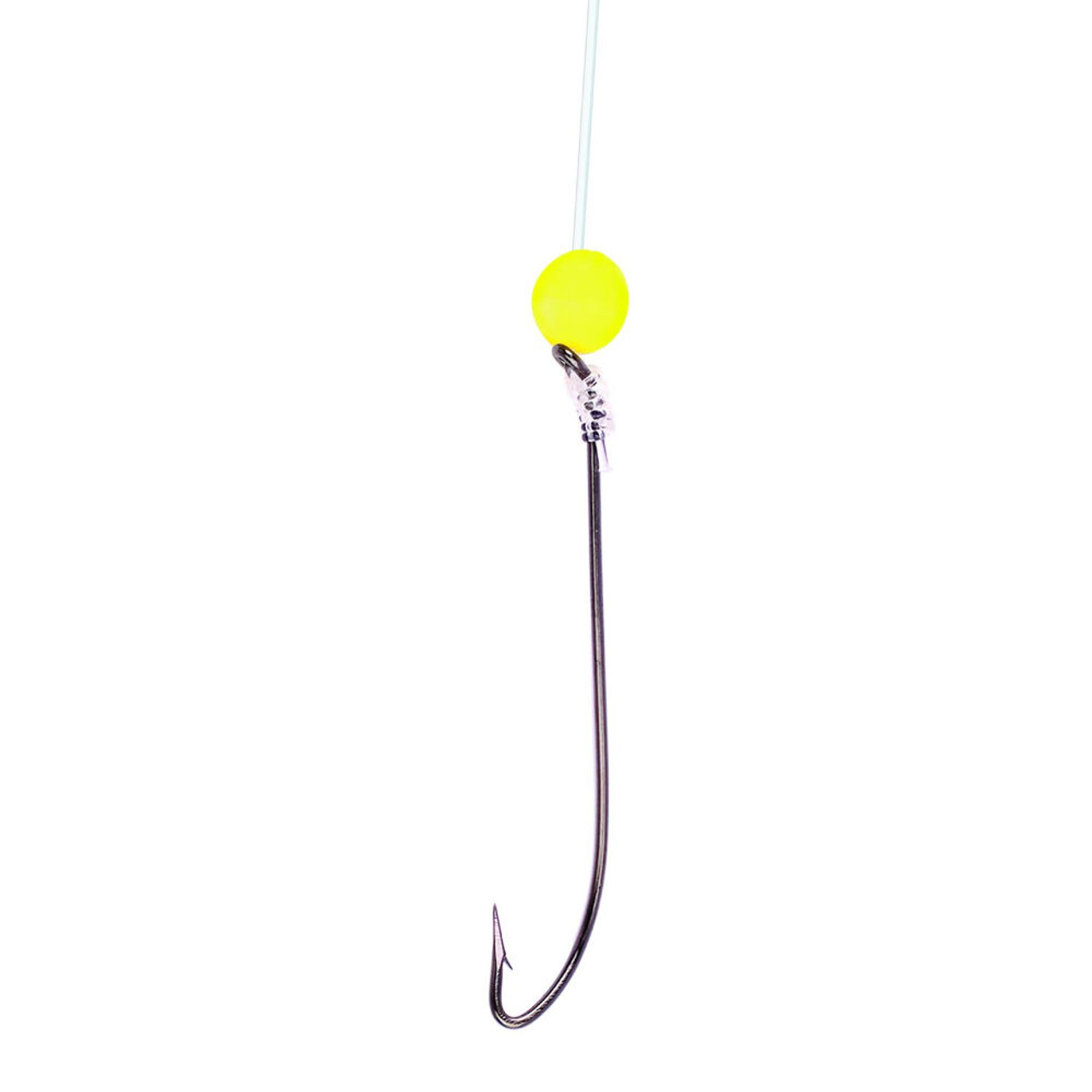 Eagle Claw Lazer Sharp 9160 Flounder Snelled Hook w/ Yellow Bead - 6 Pk.