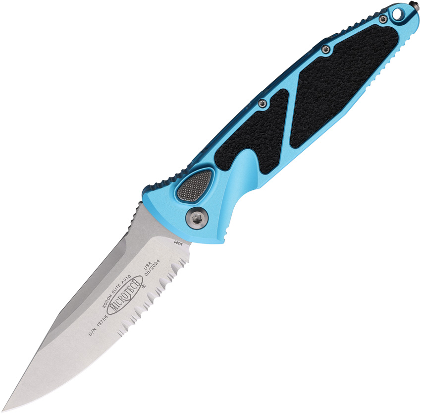 Microtech Automatic Pocket Knife Socom Elite Buttonlock Partially Serrated - MCT160A11TQ