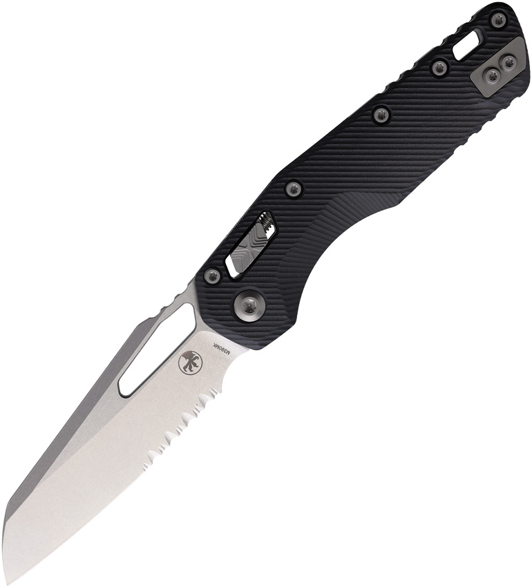 Microtech MSI Ram-Lok Pocket Knife Partially Serrated Black - MCT21011FLGTBK