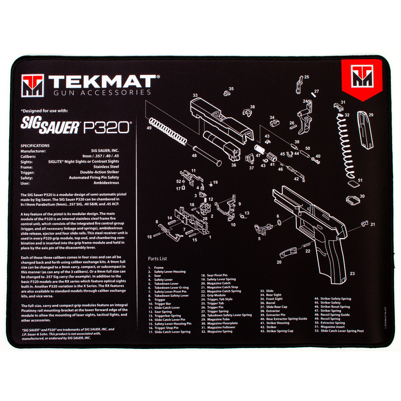 TekMat SIG Sauer P320 Ultra 20 Premium Gun Cleaning Mat