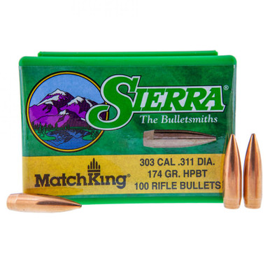 Sierra MatchKing 2315 .303 Cal 174 gr HPBT Bullets-100cnt