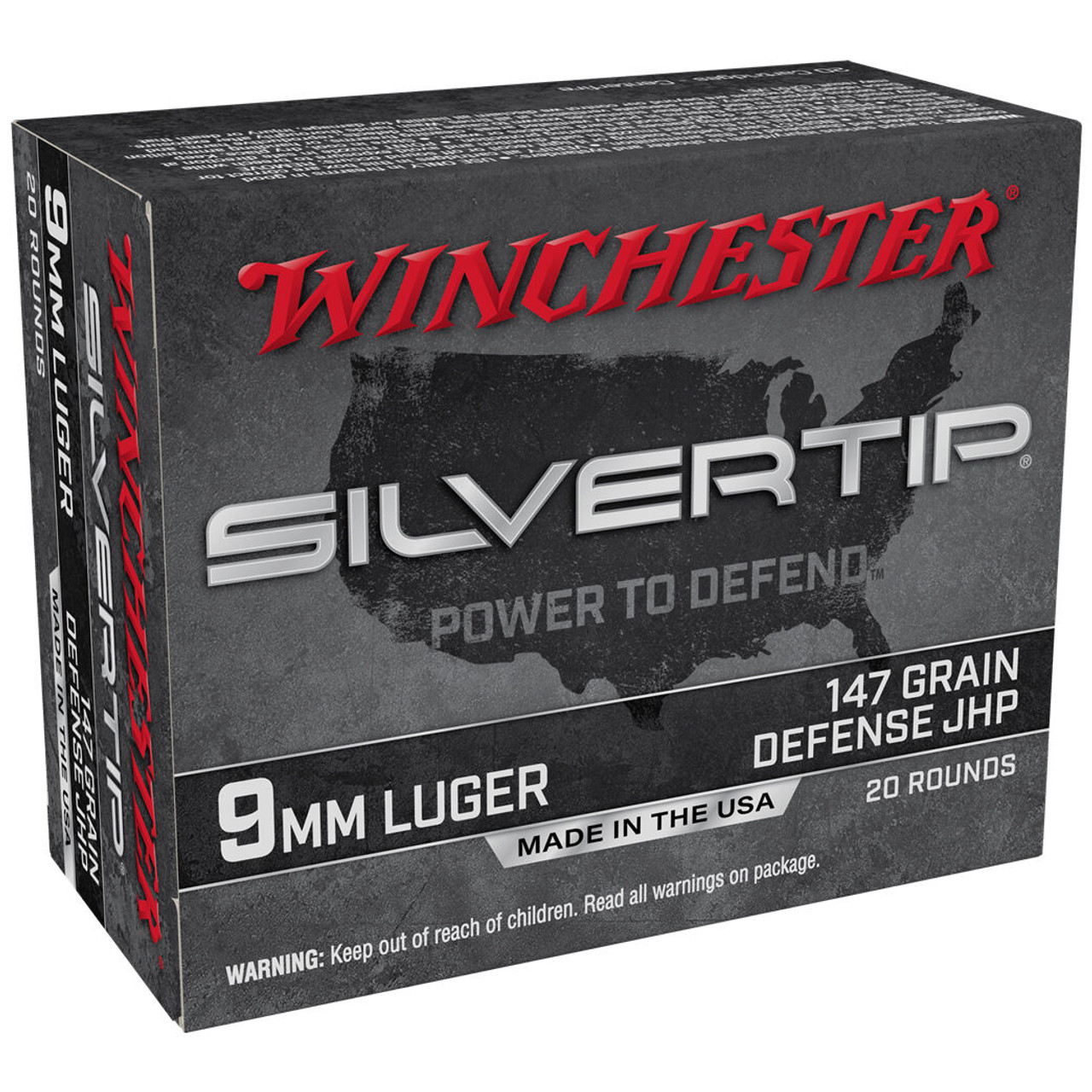 Winchester Silvertip 9mm Luger 147 Grain Defense JHP Handgun Ammo (20)