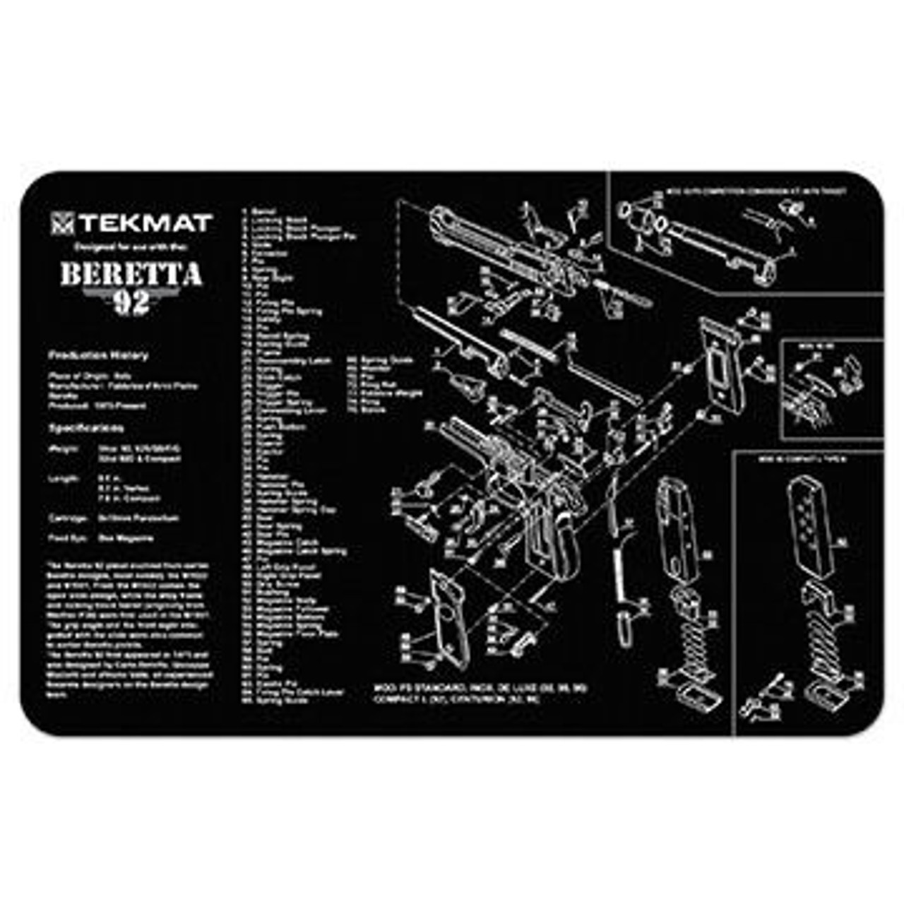 TekMat Beretta 92 - M9 Handgun Cleaning Mat
