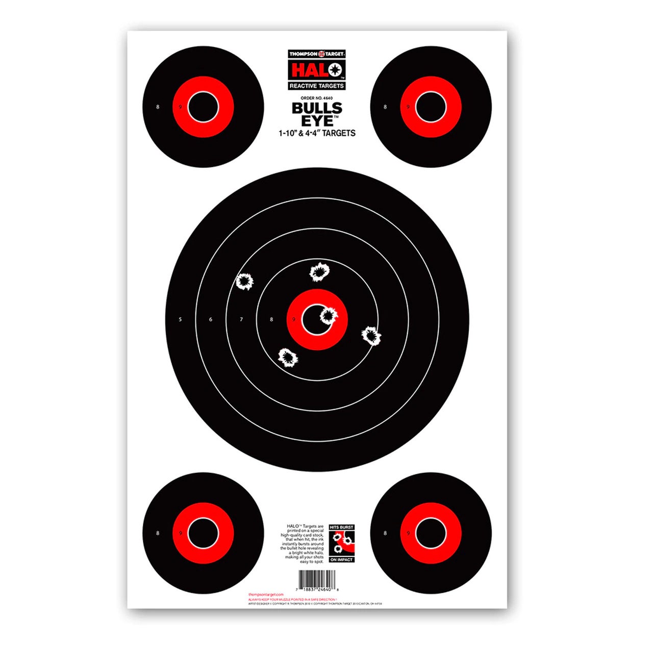 Thompson Target Halo Bullseye 1-10" and 4-4" Targets 5 Pack