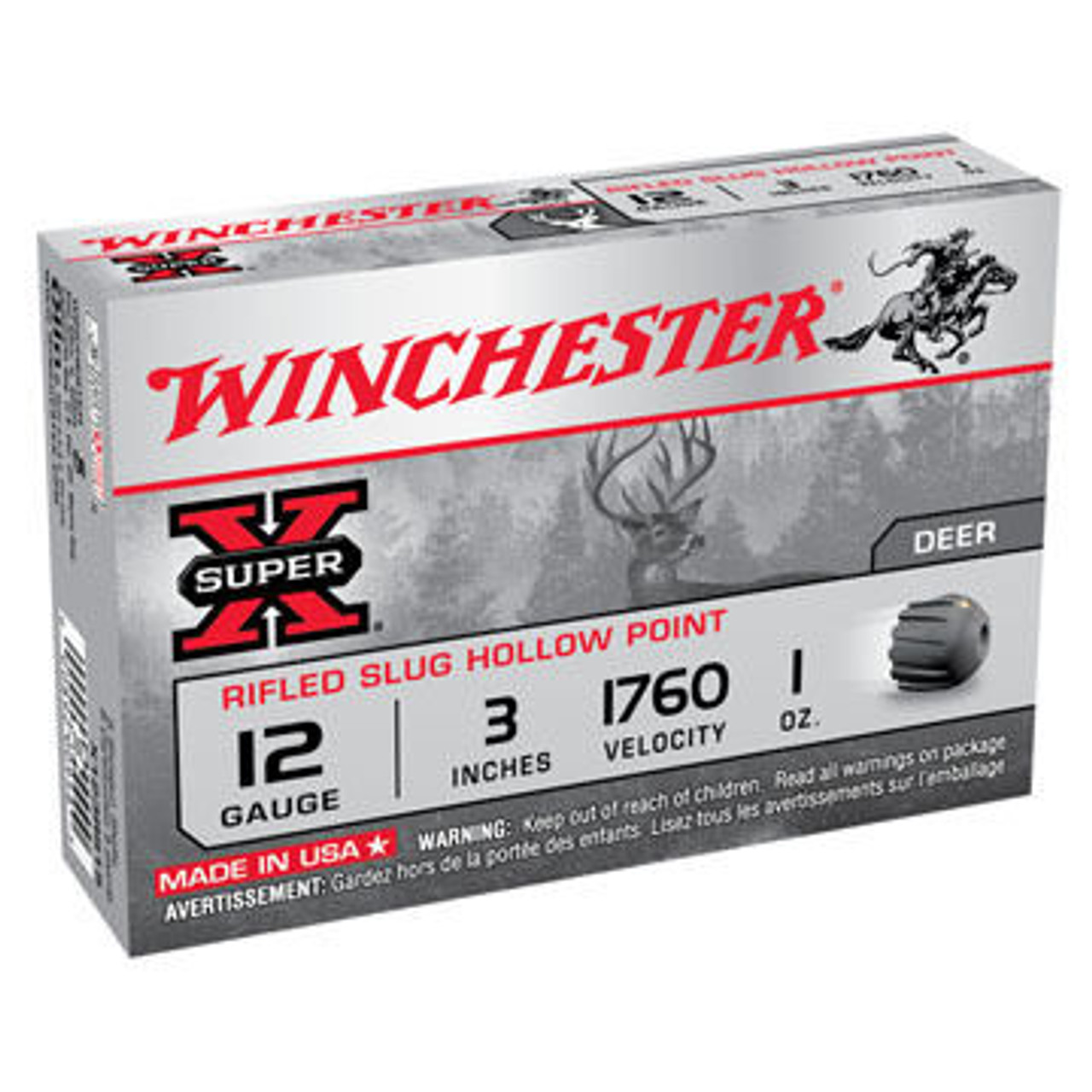 Winchester Super-X 12 GA 3" 1 oz. Rifled Slug Ammo (5)