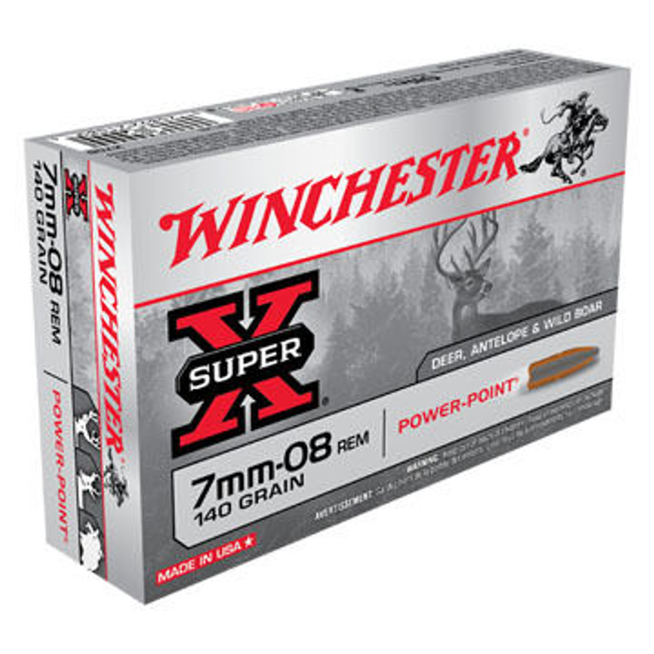 Winchester Super-X 7mm-08 Remington 140 Grain Power-Point Rifle Ammo (20)