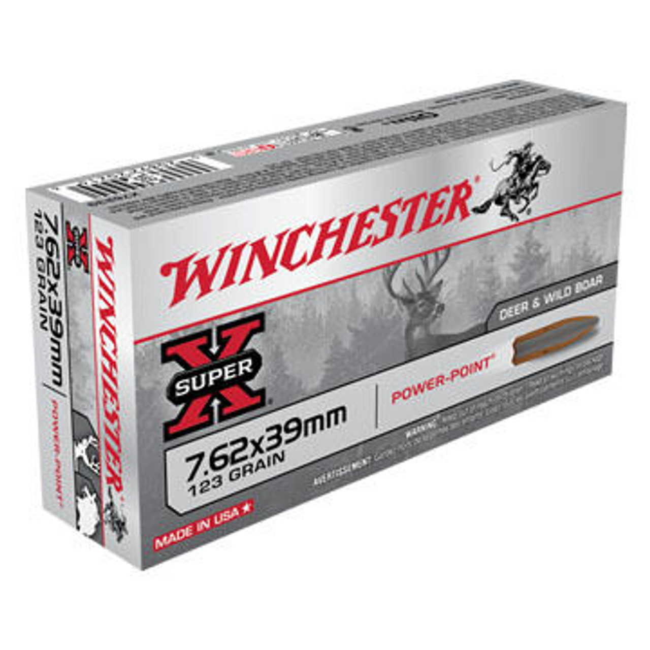 Winchester Super-X 7.62x39mm Russian 123 Grain Power-Point Rifle Ammo (20)
