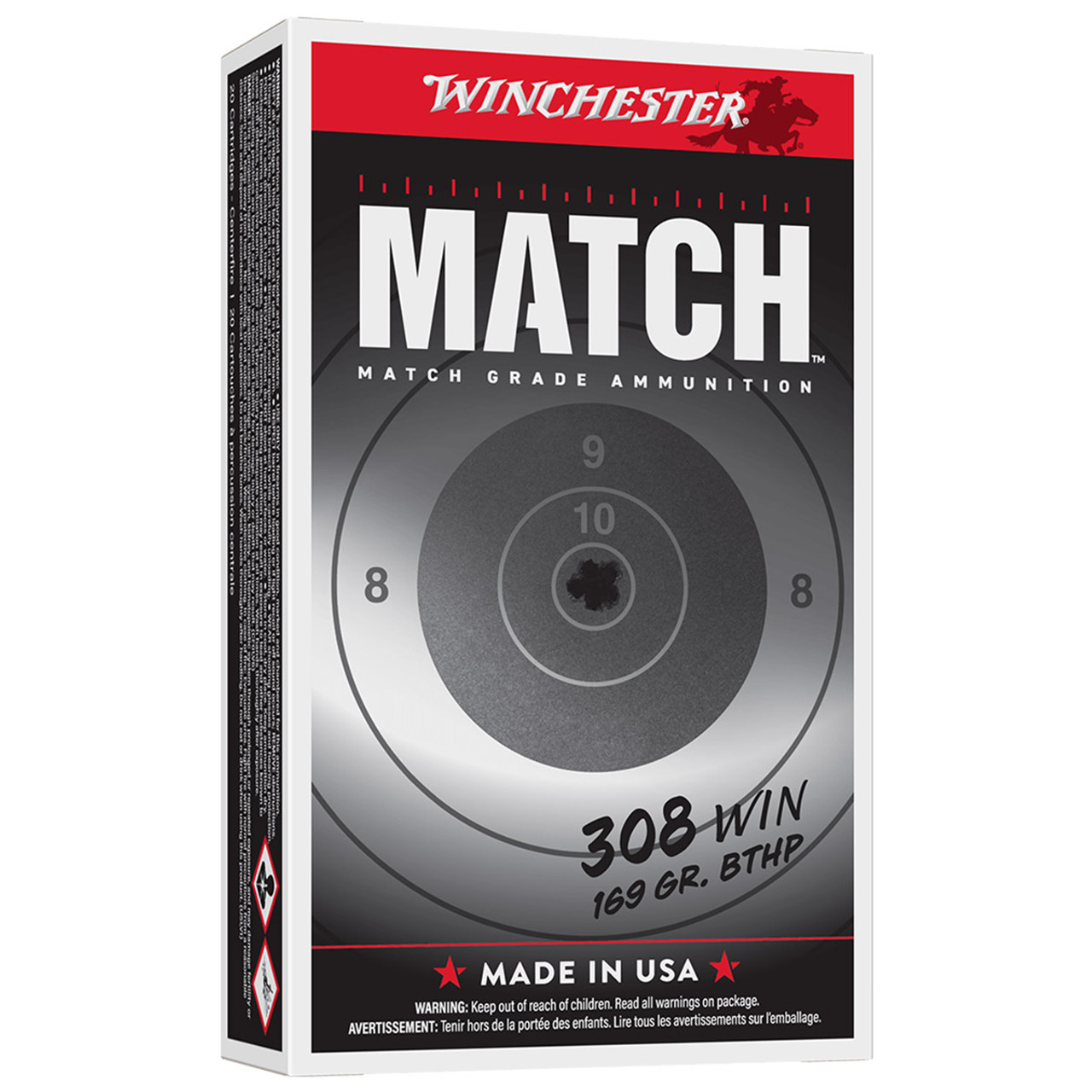Winchester Match 308 Winchester 169 Grain BTHP Ammo (20)