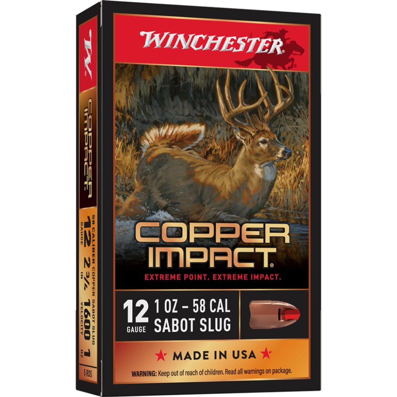 Winchester Copper Impact 12 GA 2.75" 1 oz. Sabot Slug (5)