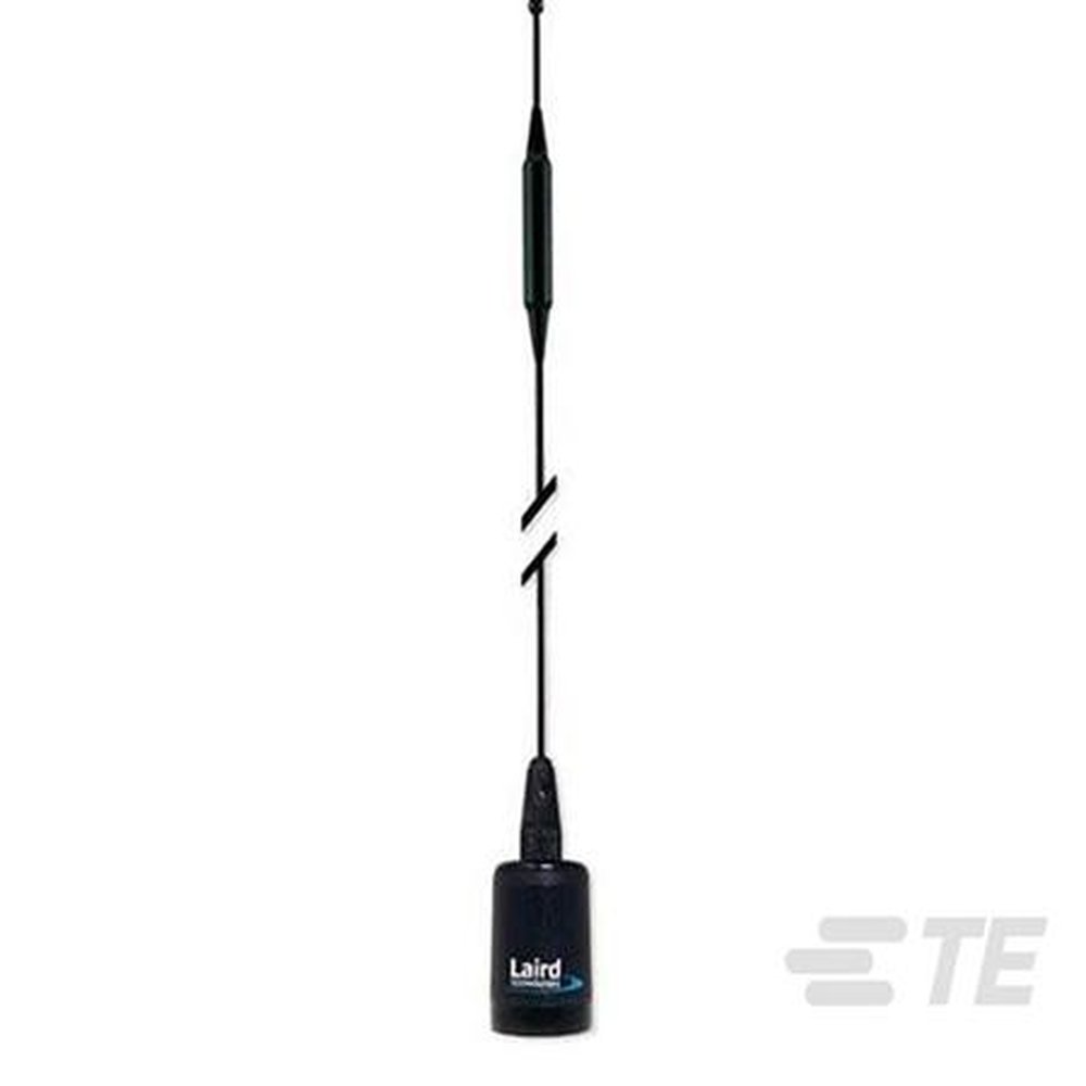 LAIRD BB4505CR 450 - 470 Mhz Elastomer Spring Mobile Coil Antenna, Black, 5 Dbi Gain.Body: EPDM Rubber / Ferrule: Chrome Plated Brass / Base Od: 22