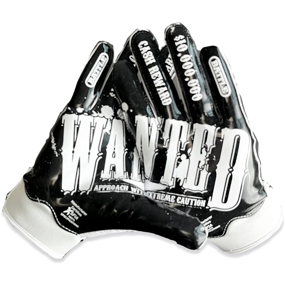 Battle Sports Wanted Doom Football Receiver Gloves - Black/White