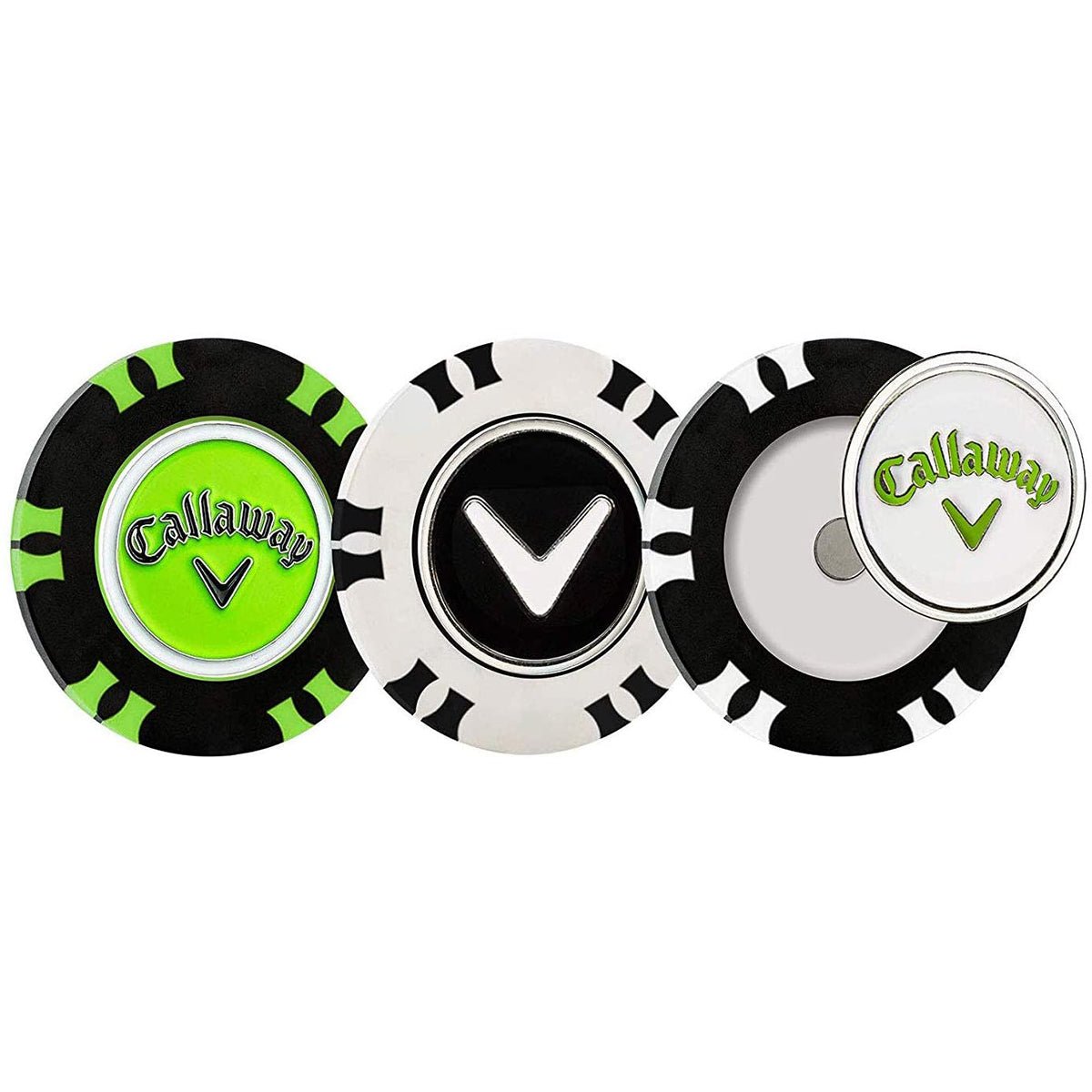 Callaway Dual-Mark Poker Chip Golf Ball Marker - 3-Pack - Black/White