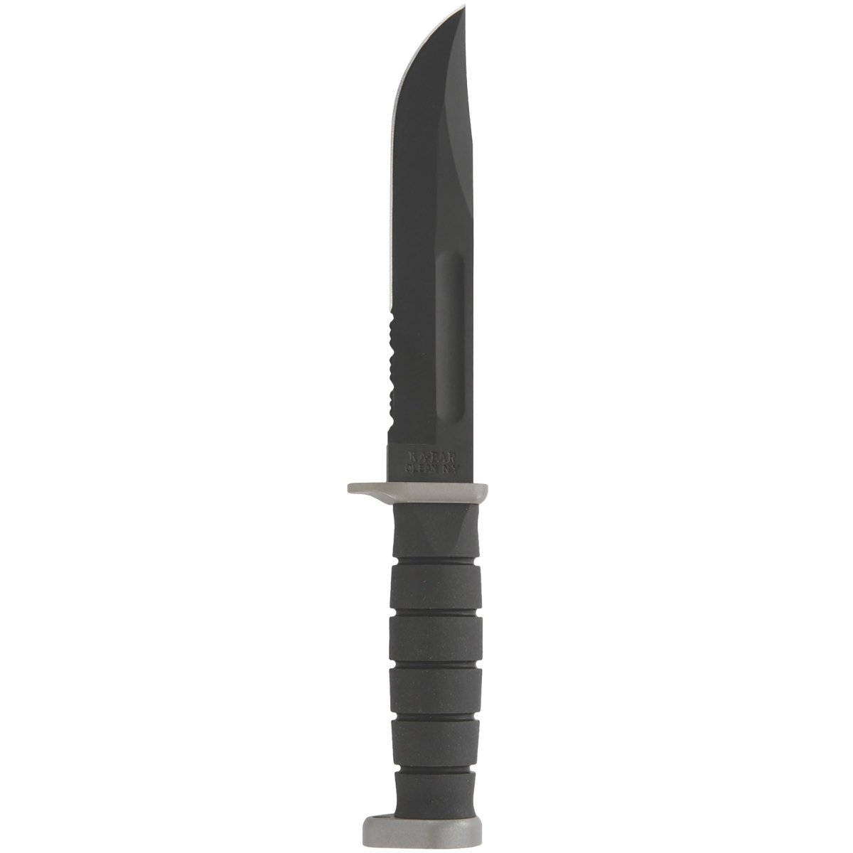KA-BAR 7" Blade D2 Extreme Partially Serrated Knife w/ Leather Sheath - Black