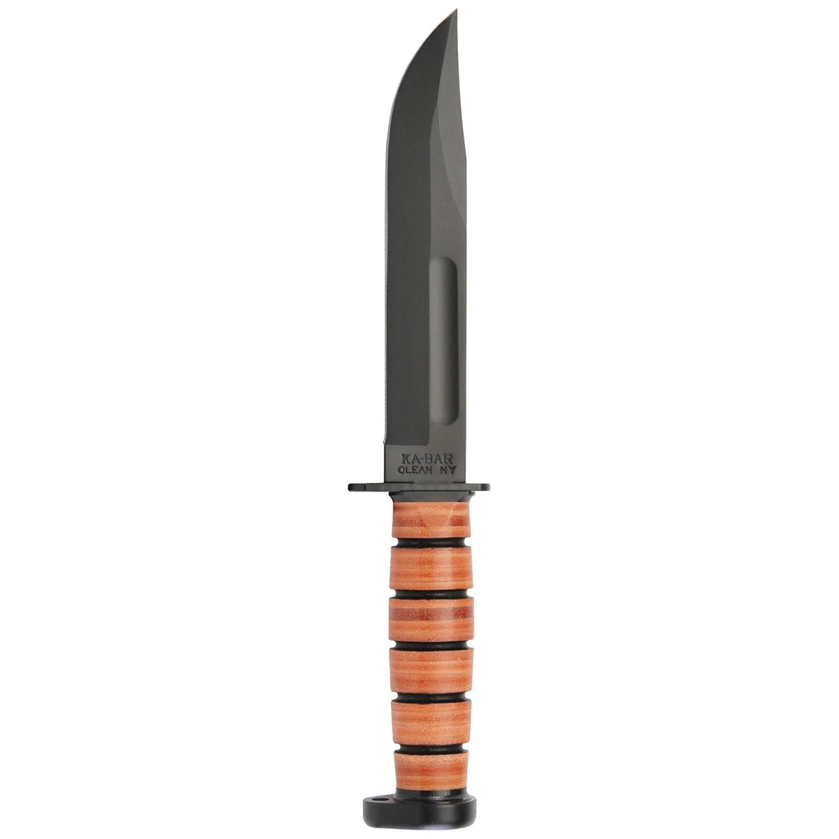 KA-BAR 7" Straight Edge Fixed Blade Dog's Head Utility Knife w/ Sheath - Brown