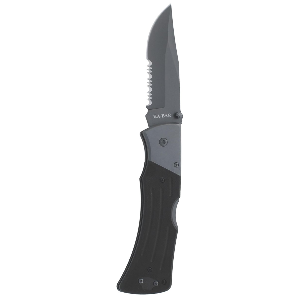 KA-BAR 3.938" Blade G10 Mule Serrated Folder Knife w/ Pocket Clip - Black