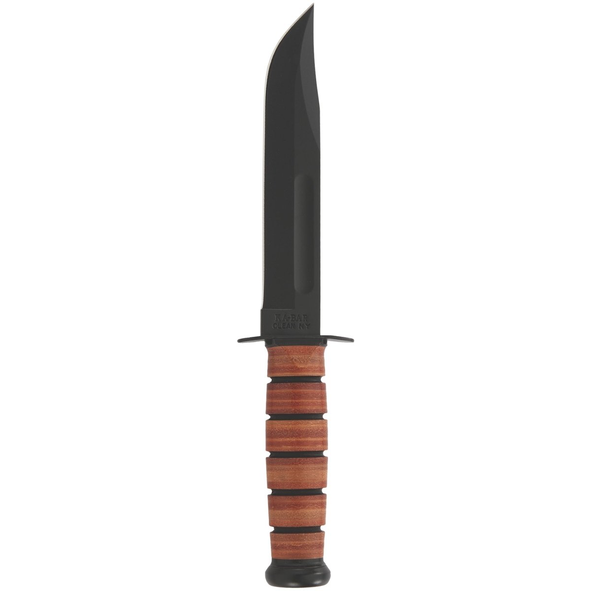 KA-BAR US Army 7" Straight Edge Clip Point Fixed Blade Knife w/ Sheath - Brown