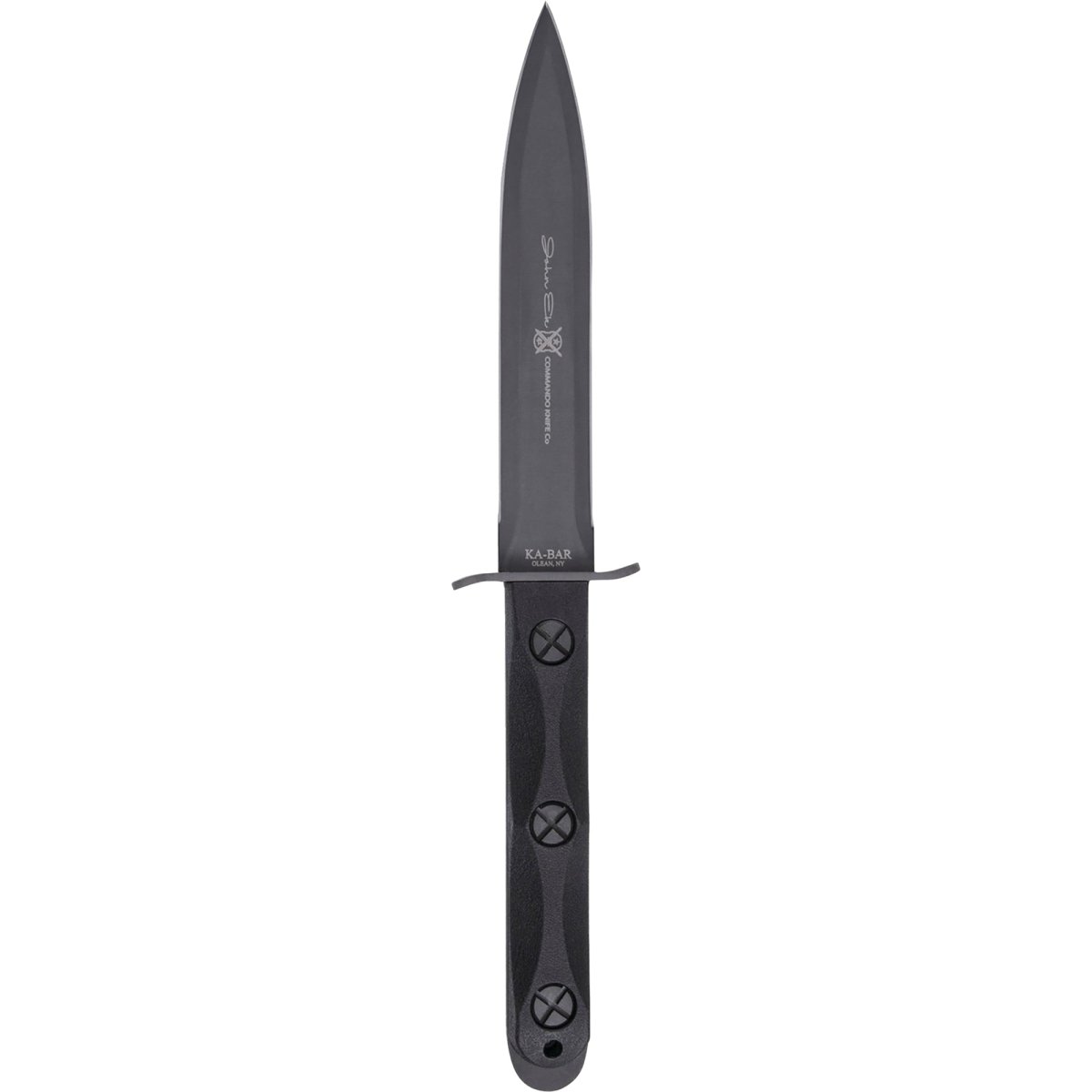 KA-BAR 1.125" Double-Edged Spear Point Blade EK Model 4 Knife w/ Sheath - Black