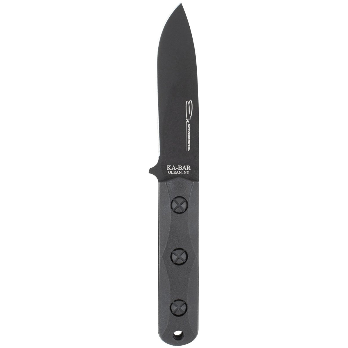 KA-BAR 4.3125" Fixed Blade Ek Commando Short Drop Point Knife w/ Sheath - Black