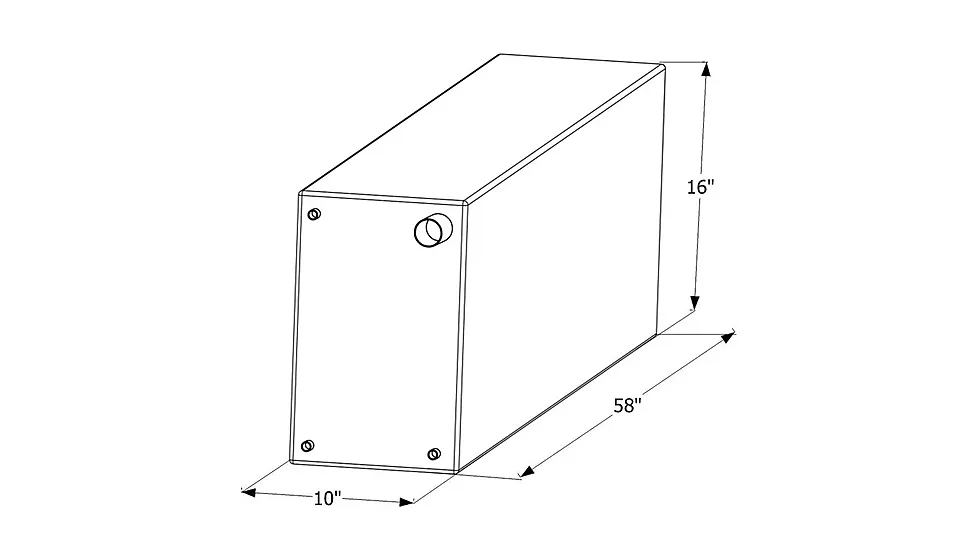 Icon Fresh Water Tank With 1/2in.Ftp And 1-1/4" Filler Wt2457, 58in x 10in x 16"