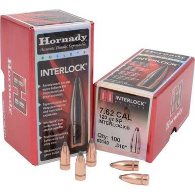 HORNADY InterLock 7.62mm 123 gr SP Bullets-100cnt