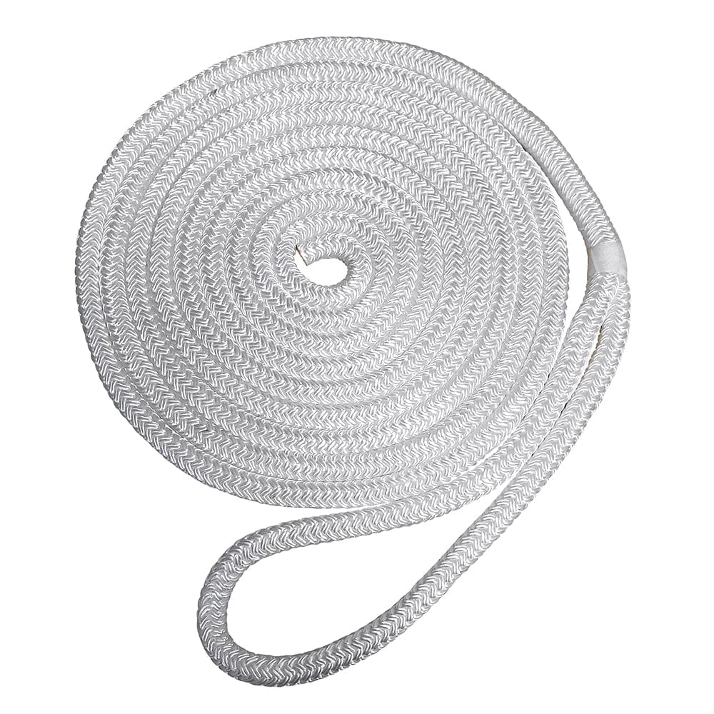 Robline Premium Nylon Double Braid Dock Line - 3/8" x 15' - White