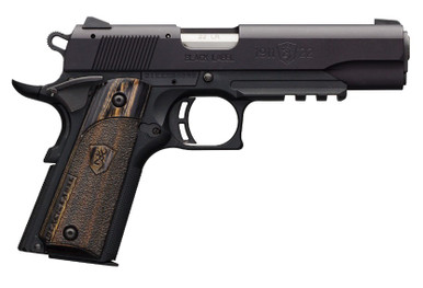 Browning 1911-22 Black Label w-Rail Single .22 LR - 4.25", 10 Round, Laminate Black Grip, Black Aluminum Alloy