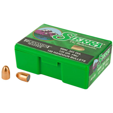 Sierra Tournament Master 8120 9mm 125 gr FMJ Bullets-100cnt